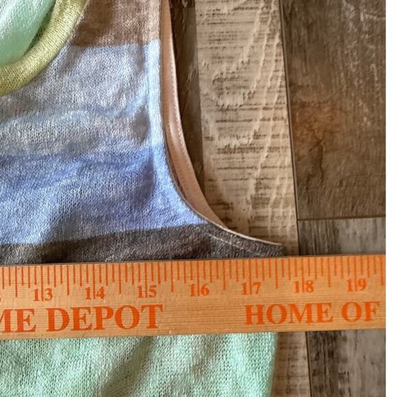 Rainbow Striped Tank Sleeveless Top Small Crossover Back Lightweight See-Through - Picture 6 of 7